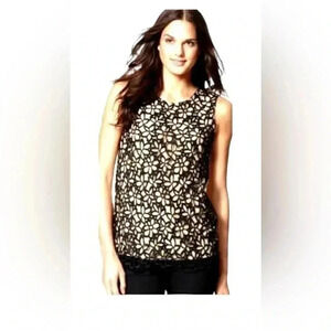 Lela Rose x Neiman Marcus Target Black Lace Sleeveless Guipure Top Women’s Size